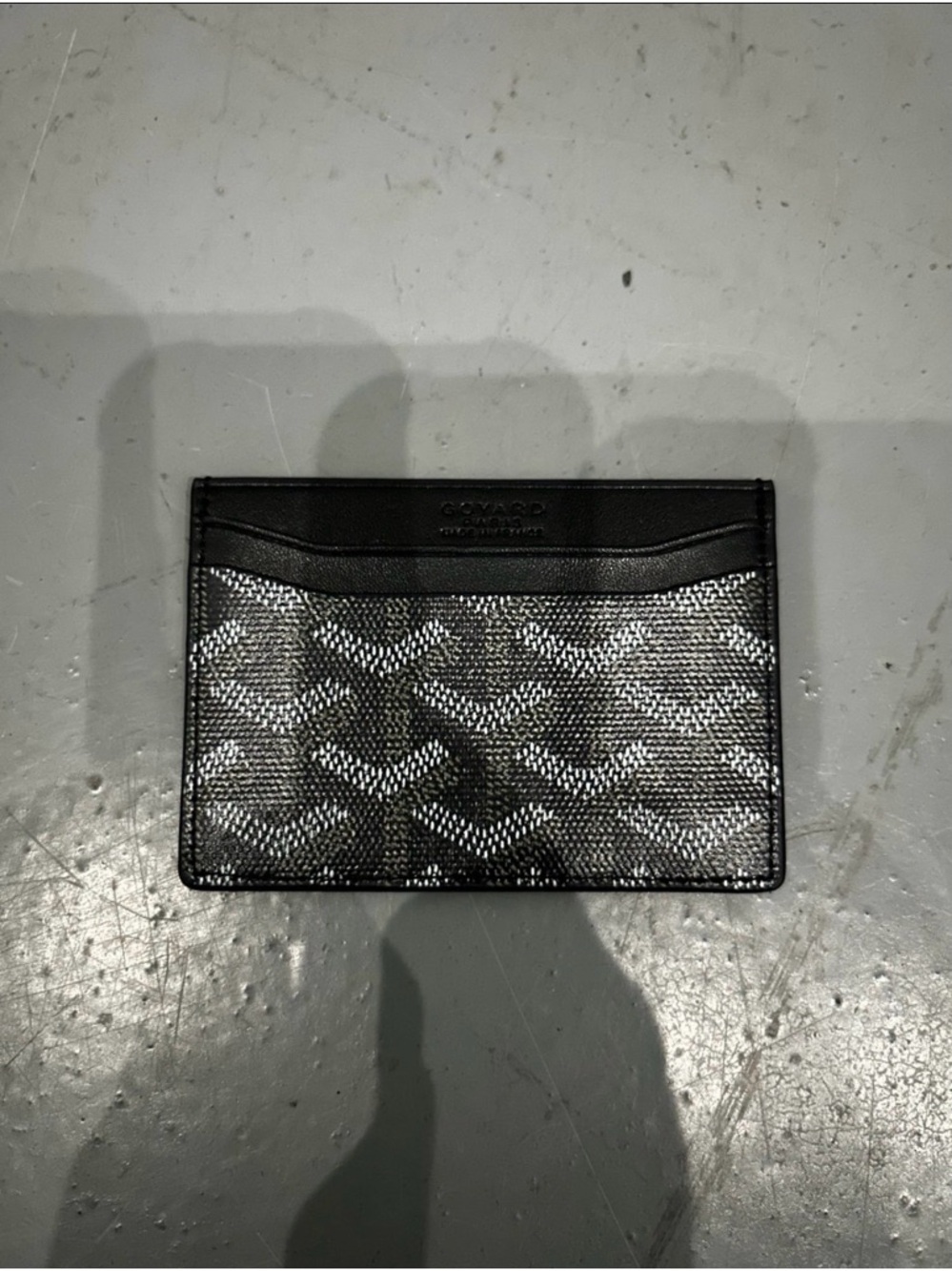 Goyard Black & Silver Chevron Card Case